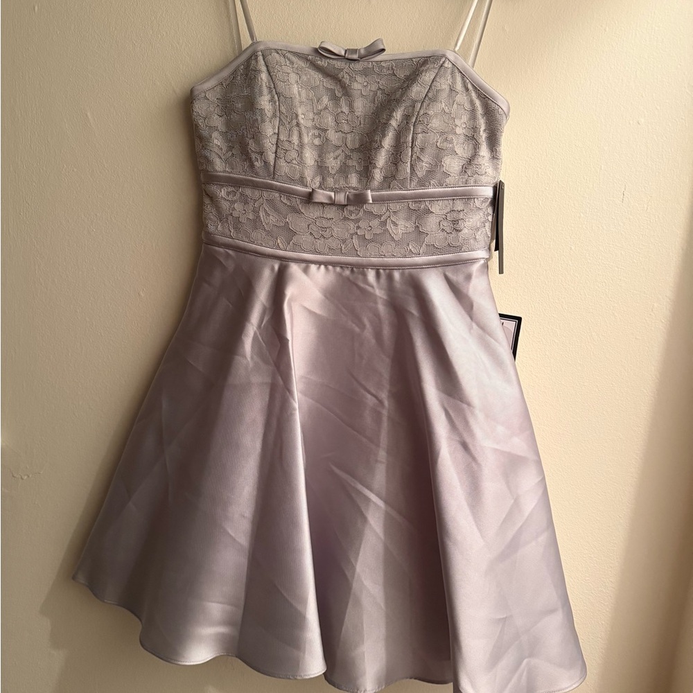 Elegant Strapless Silver Dress
